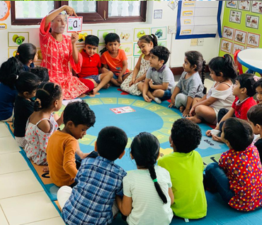 Professional teachers guiding young learners